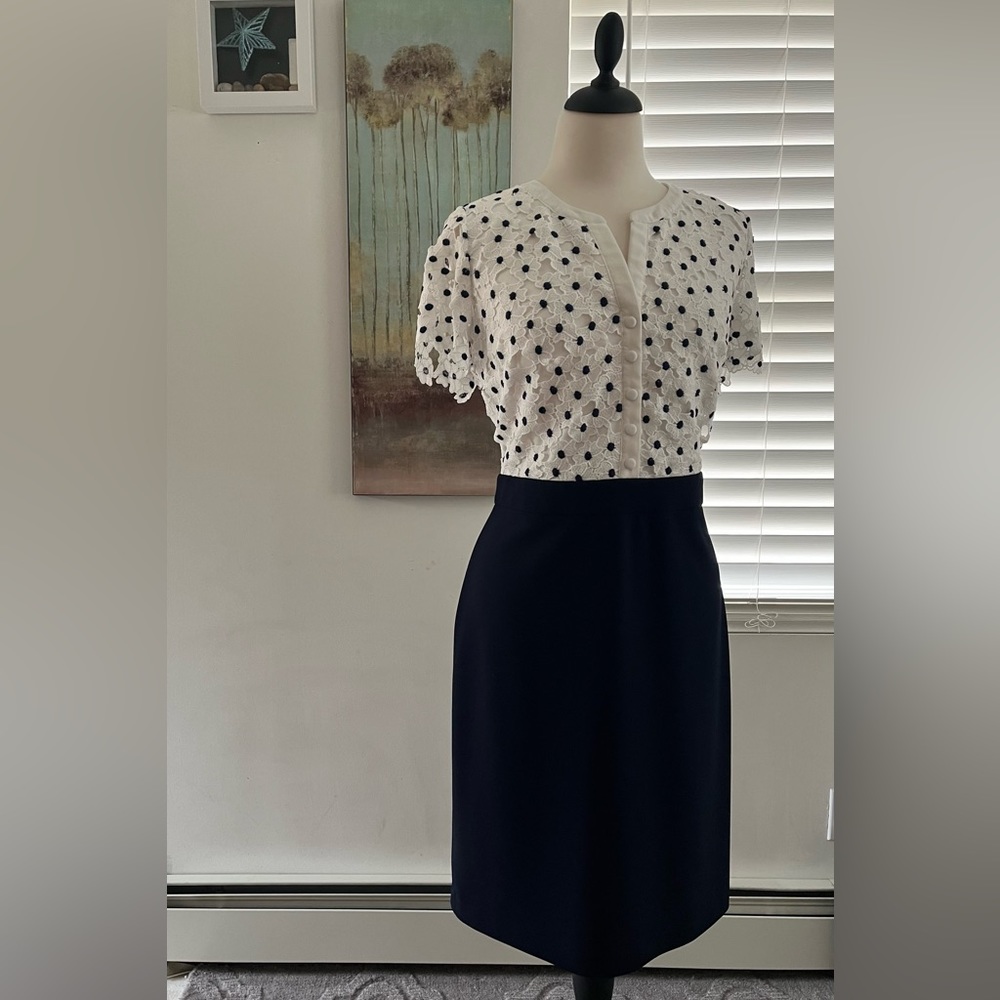 Worn only once gorgeous illusion dress knee length, seamless zipper in back